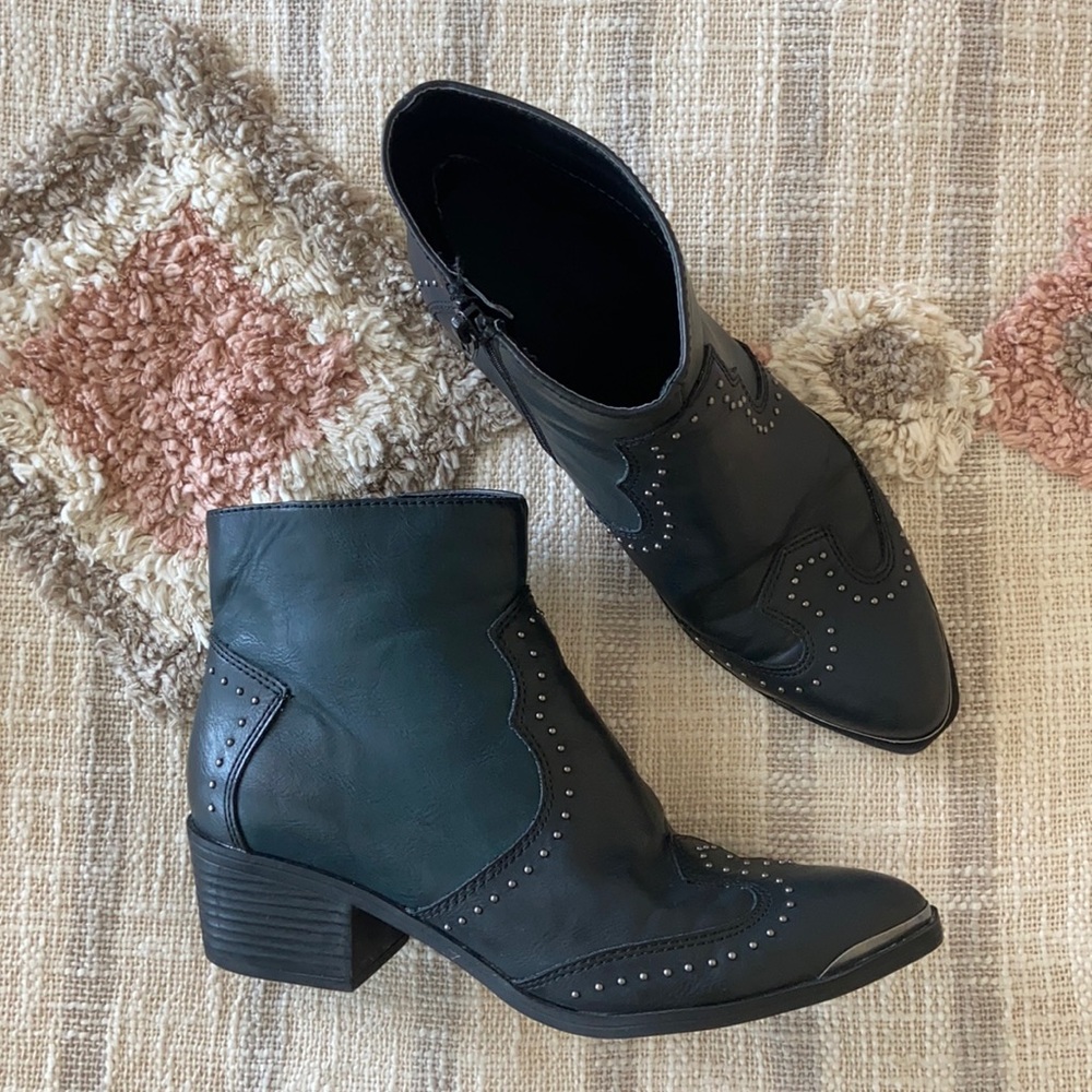 Sariah Faux Leather Studded Western Bootie